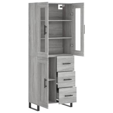 Highboard Grey Sonoma 69.5x34x180 cm Engineered Wood