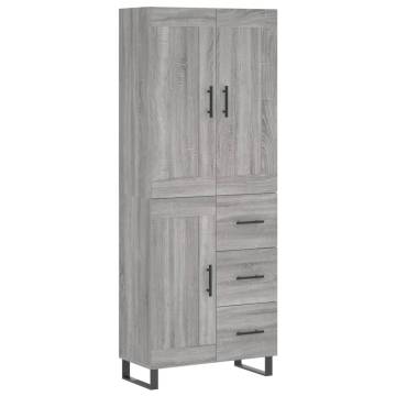 Highboard Grey Sonoma 69.5x34x180 cm Engineered Wood