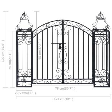 Ornamental Garden Gate Wrought Iron 122x20.5x100 cm