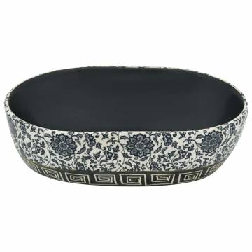 Countertop Basin Black and Blue Oval 47x33x13 cm Ceramic