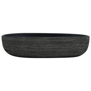 Countertop Basin Grey and Black Oval 59x40x14 cm Ceramic