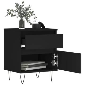 Bedside Cabinet Black 40x35x50 cm Engineered Wood