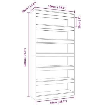 Book Cabinet/Room Divider High Gloss White 100x30x198 cm Engineered wood