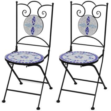 Folding Bistro Chairs 2 pcs Ceramic Blue and White