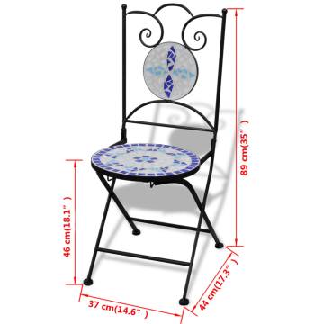 Folding Bistro Chairs 2 pcs Ceramic Blue and White