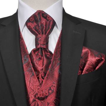 Men's Paisley Wedding Waistcoat Set Size 54 Burgundy