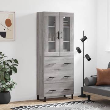 Highboard Grey Sonoma 69.5x34x180 cm Engineered Wood