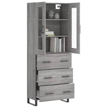 Highboard Grey Sonoma 69.5x34x180 cm Engineered Wood