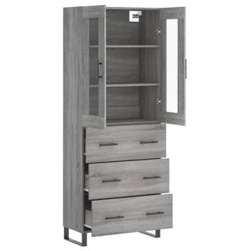 Highboard Grey Sonoma 69.5x34x180 cm Engineered Wood