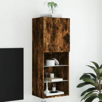 TV Cabinet with LED Lights Smoked Oak 40.5x30x102 cm