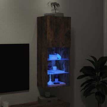 TV Cabinet with LED Lights Smoked Oak 40.5x30x102 cm