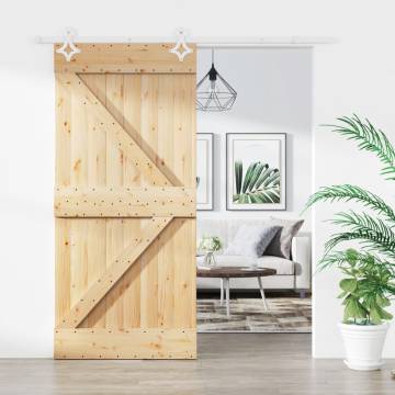 Sliding Door with Hardware Set 95x210 cm Solid Wood Pine