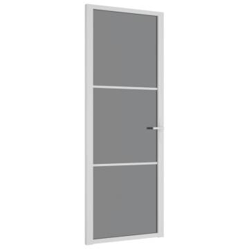 Interior Door 76x201.5 cm White ESG Glass and Aluminium