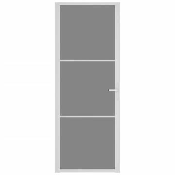 Interior Door 76x201.5 cm White ESG Glass and Aluminium