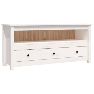 TV Cabinet White 114x35x52 cm Solid Wood Pine