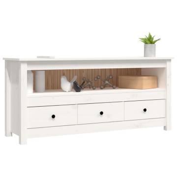 TV Cabinet White 114x35x52 cm Solid Wood Pine