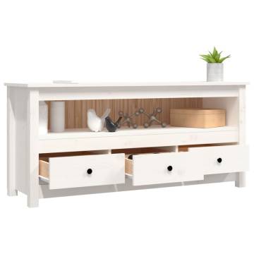 TV Cabinet White 114x35x52 cm Solid Wood Pine