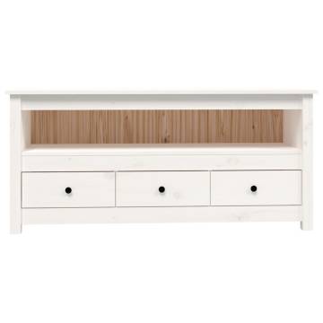 TV Cabinet White 114x35x52 cm Solid Wood Pine