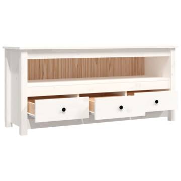 TV Cabinet White 114x35x52 cm Solid Wood Pine