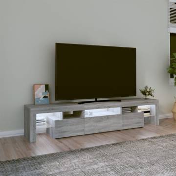 TV Cabinet with LED Lights Grey Sonoma 200x36.5x40 cm