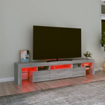 TV Cabinet with LED Lights Grey Sonoma 200x36.5x40 cm