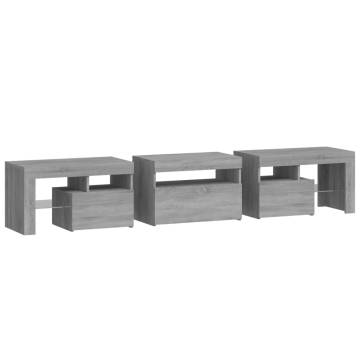 TV Cabinet with LED Lights Grey Sonoma 200x36.5x40 cm