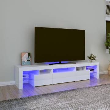 TV Cabinet with LED Lights High Gloss White 200x36.5x40 cm