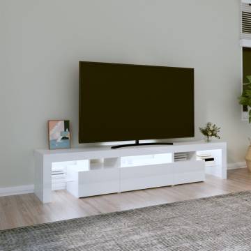 TV Cabinet with LED Lights High Gloss White 200x36.5x40 cm