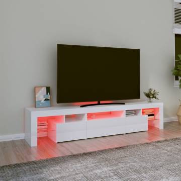 TV Cabinet with LED Lights High Gloss White 200x36.5x40 cm