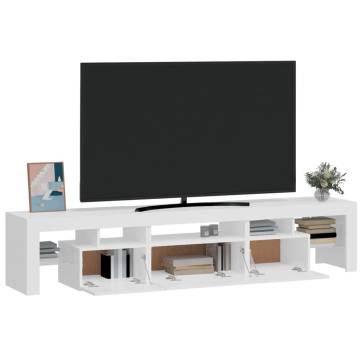 TV Cabinet with LED Lights High Gloss White 200x36.5x40 cm