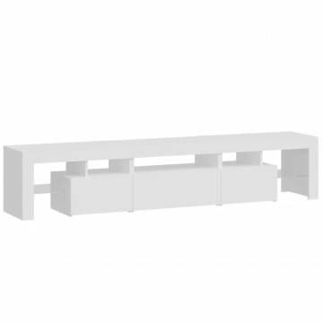 TV Cabinet with LED Lights High Gloss White 200x36.5x40 cm