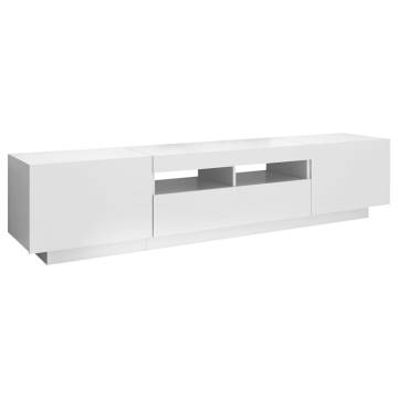 TV Cabinet with LED Lights White 180x35x40 cm