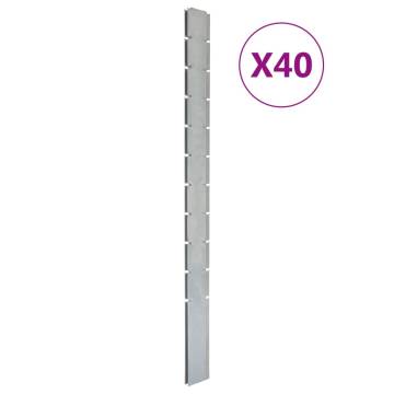 Garden Fence Posts 40 pcs Silver 260 cm Galvanised Steel