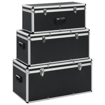 Storage Cases 3 pcs Black Aluminium