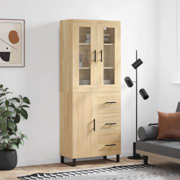 Highboard Sonoma Oak 69.5x34x180 cm Engineered Wood