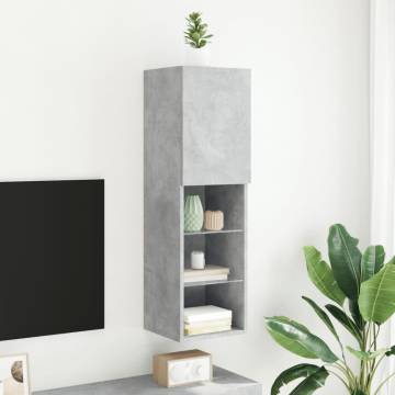 TV Cabinet with LED Lights Concrete Grey 30.5x30x102 cm