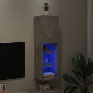 TV Cabinet with LED Lights Concrete Grey 30.5x30x102 cm