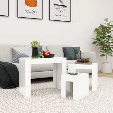 Nesting Coffee Tables 3 pcs High Gloss White Engineered Wood