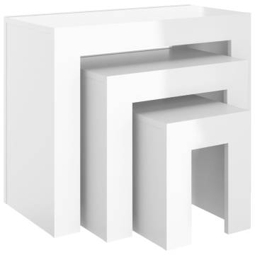 Nesting Coffee Tables 3 pcs High Gloss White Engineered Wood