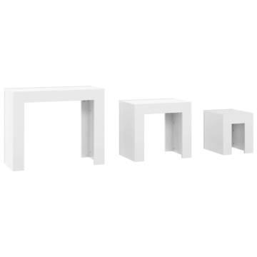 Nesting Coffee Tables 3 pcs High Gloss White Engineered Wood