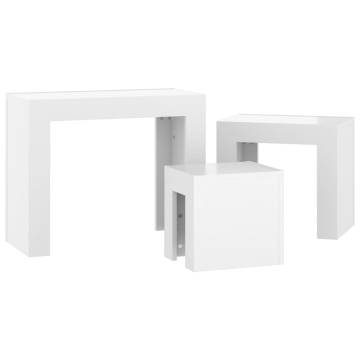 Nesting Coffee Tables 3 pcs High Gloss White Engineered Wood