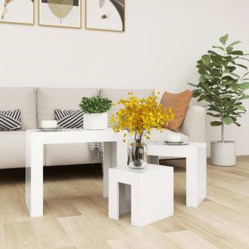 Nesting Coffee Tables 3 pcs High Gloss White Engineered Wood