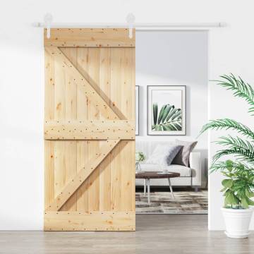 Sliding Door with Hardware Set 95x210 cm Solid Wood Pine