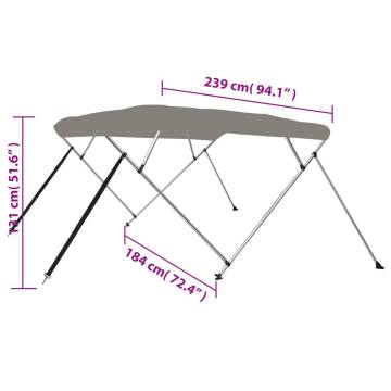 4-bow Bimini Top Grey 239x184x131 cm