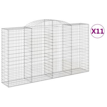 Arched Gabion Baskets 11 pcs 300x50x160/180 cm Galvanised Iron