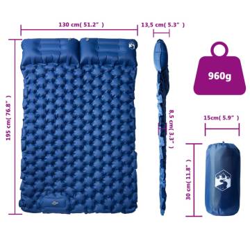 Self Inflating Camping Mattress with Pillows 2-Person Navy Blue