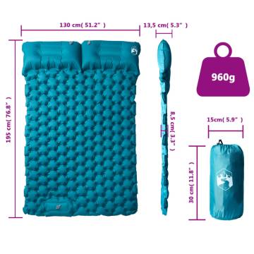 Self Inflating Camping Mattress with Pillows 2-Person Blue