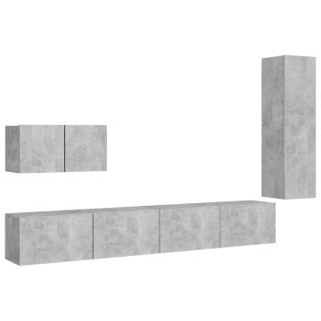 4 Piece TV Cabinet Set Concrete Grey Engineered Wood