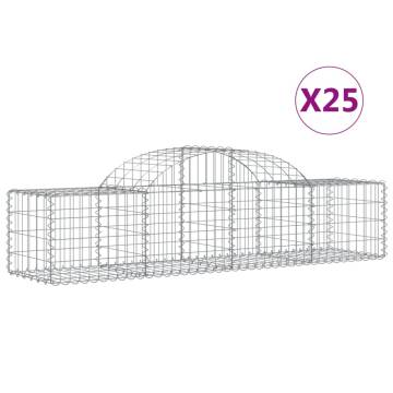 Arched Gabion Baskets 25 pcs 200x50x40/60 cm Galvanised Iron