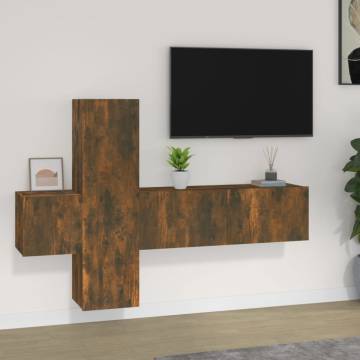 3 Piece TV Cabinet Set Smoked Oak Engineered Wood